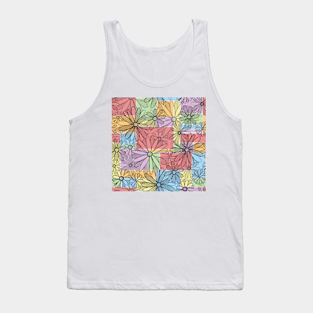 Patchwork Flowers and Stripes Pattern Tank Top by SimplyKitt